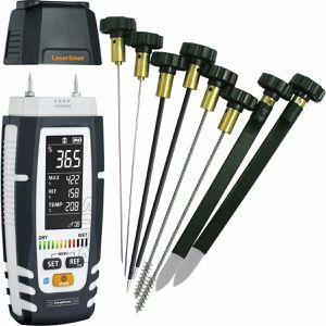 Laserliner Feuchtemessgerät 082.327A, DampMaster Allround Set, bis 210mm Messtiefe, Messung invasiv