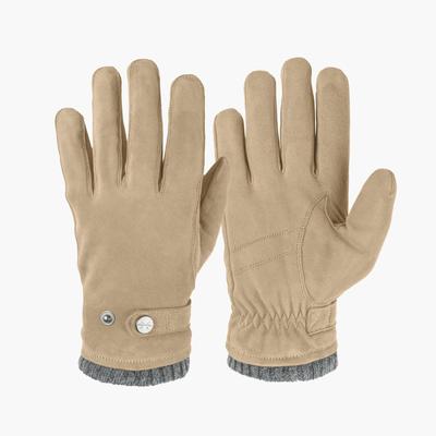 Lederhandschuhe PEARLWOOD "RICK", Herren, Gr. 9, beige (greige), Ziegenleder, Handschuhe, weiches Innenfutter aus Fleece