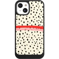 Nivocase Hülle für Apple iPhone 13 Handyhülle NIVOcore Case Schwarz Kunst Punkte Streifen (Apple iPhone 13), Smartphone Hülle, Schwarz