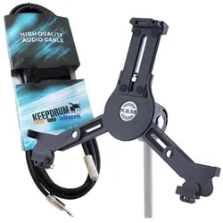 K&M 19790 Tablet Stativhalter mit Verlängerungskabel, Tablet Halterung, Schwarz