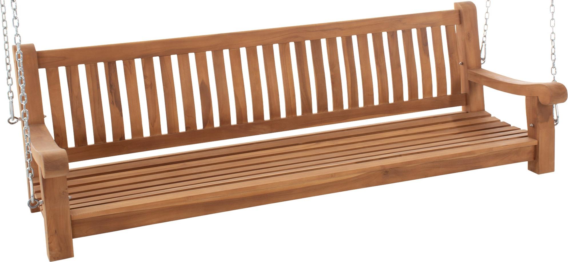 Schaukelbank MUVER - Holz Teak 200x70x62 cm | Hängebank Gartenschaukel Zum Aufhängen Veranda-Schaukel