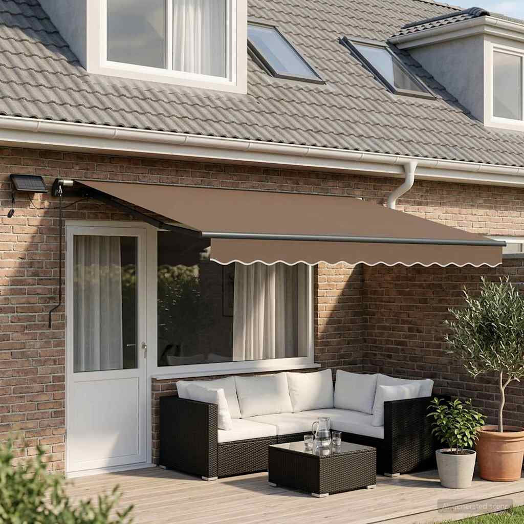 VidaXL Polyester Cover Retractable Patio Awning Black/Taupe 165cm H x 450cm W x 300cm D