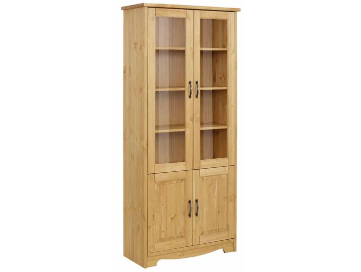 Vitrine GOODPRODUCT Trinidad , beige (natur, geölt), Schränke, Vitrine, 4-türig, Breite 85 cm