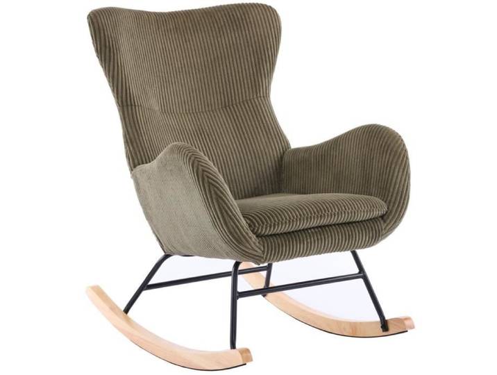 Rocking-chair en velours côtelé vert - Béa