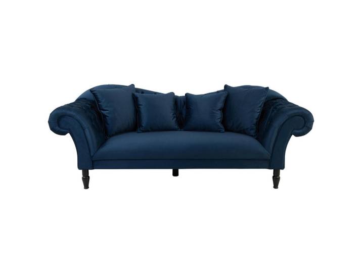 Mid.you 3-Sitzer-Sofa, Dunkelblau, Holz, Buche, vollmassiv, Füllung: Silikon, Schaumstoffflocken,Silikon, Schaumstoffflocken, 242x91x104 cm, Made in EU, Wohnzimmer, Sofas & Couches, Sofas, 3-Sitzer Sofas