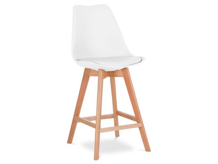 Premium Tabouret de bar Brielle avec coussin de scandinave - Bois Blanc