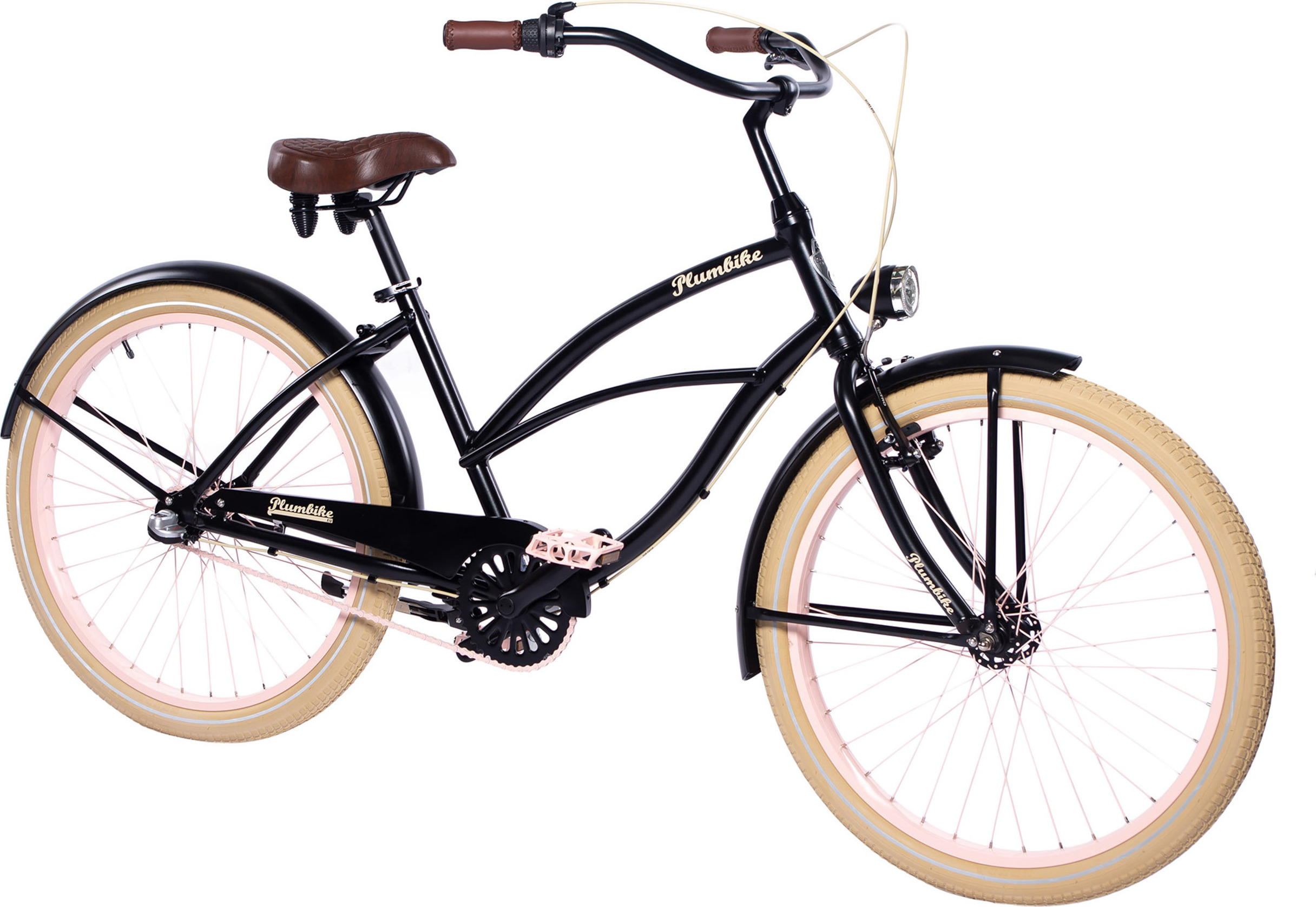 Plumbike La Donna Aria Fahrrad, 26"-Räder, 7-Gang-Version, Mattschwarz