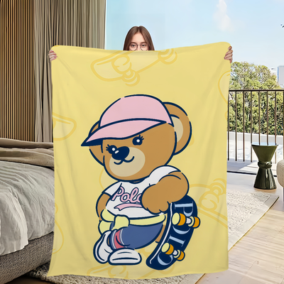 Shop Station Cute Bear Cartoon Flannel Blanket Soft Plush Throw For Sofa, Bed, Travel & Cozy Home Decor c 29.53 39.37 In