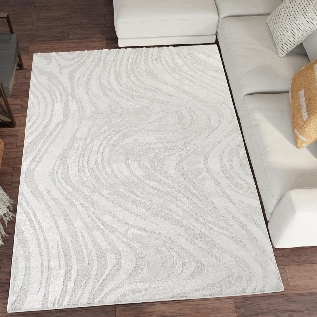 Desire Rugs Hamilton Modern Metallic Sheen Area Rug - Polypropylene Weaving - Jute Backing - Marble Inspired Design Rugs, Silver Silver Rectangle 160 x 230 cm