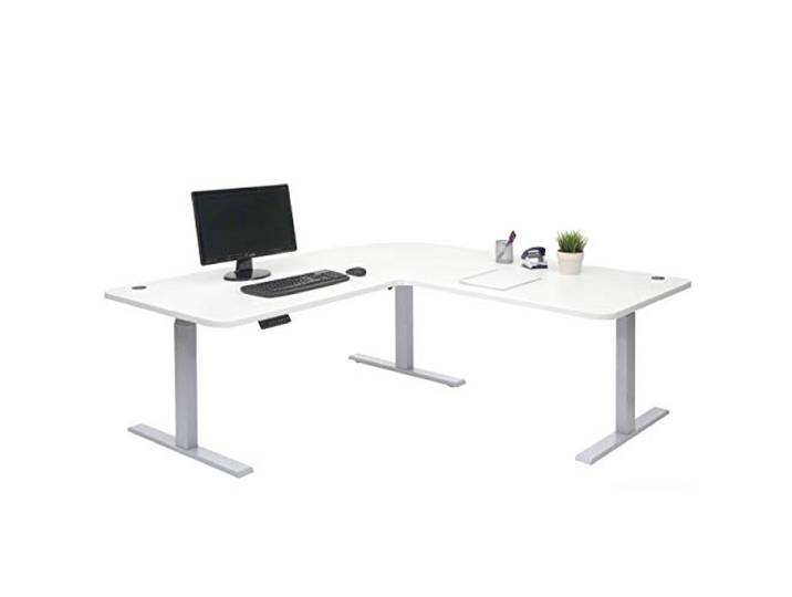 Mendler Eck-Schreibtisch HWC-D40 178x178cm - weiß, grau