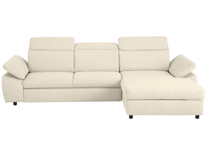 Ecksofa, Struktur Fein, Weiß, 287×178 cm, Mit Stauraum & Kopfteilverstellung, Modern, Home-affaire