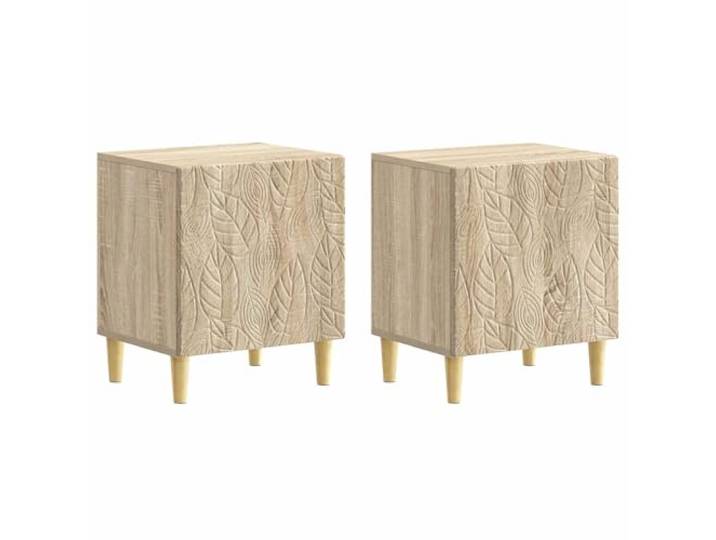 Fisinber 2er Set Nachttisch Sonoma-Eiche 43x34,5x50 cm Beistelltisch Praktisches 2er Set für das Schlafzimmer mit 2 Türen, stabilen Massivholzbeinen und pflegeleichter Oberfläche.