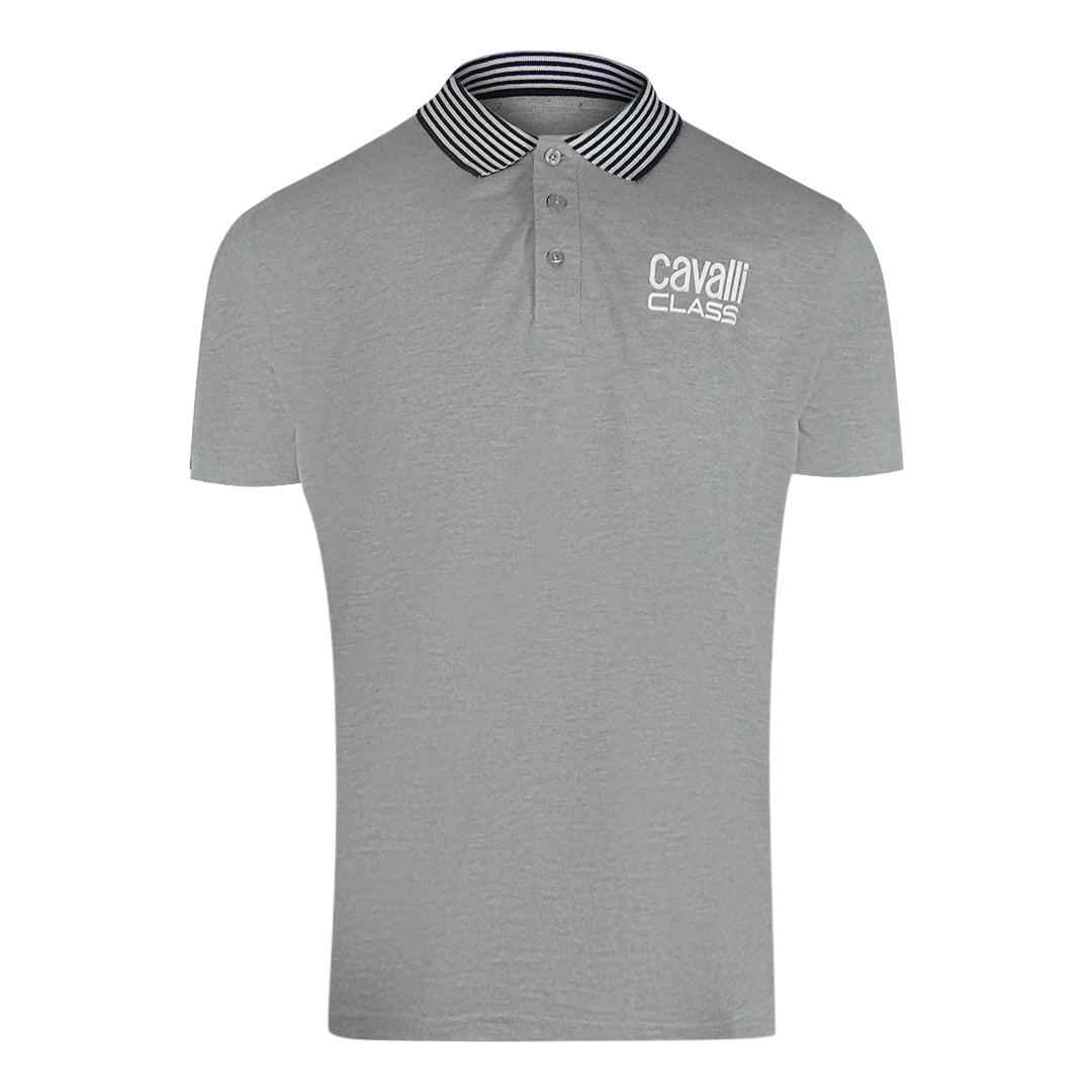 Cavalli Class - Graues Poloshirt Mit Gestreiftem Kragen