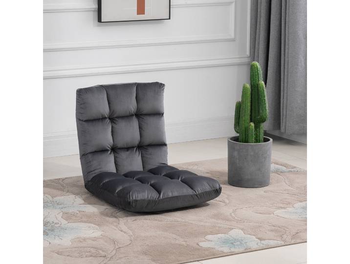 HOMCOM Fauteuil Convertible Gris Flanelle Polyester Capitonné