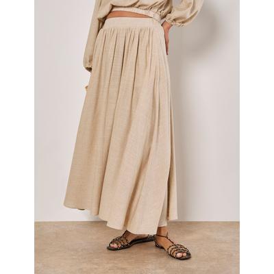 Midirock APRICOT "Midirock aus Leinen", Damen, Gr. S (36), weiß (stein), gewebt, Obermaterial: 78% Viskose CV. 22% Leinen LI., uni, normal, Röcke, mit Falten