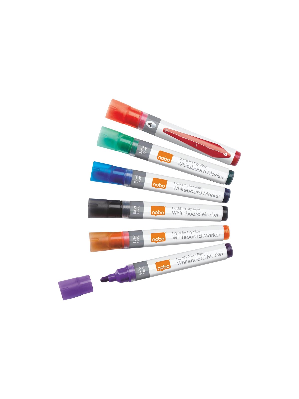 Nobo Liquid Ink - marker - black red blue green orange purple (pack of 6)