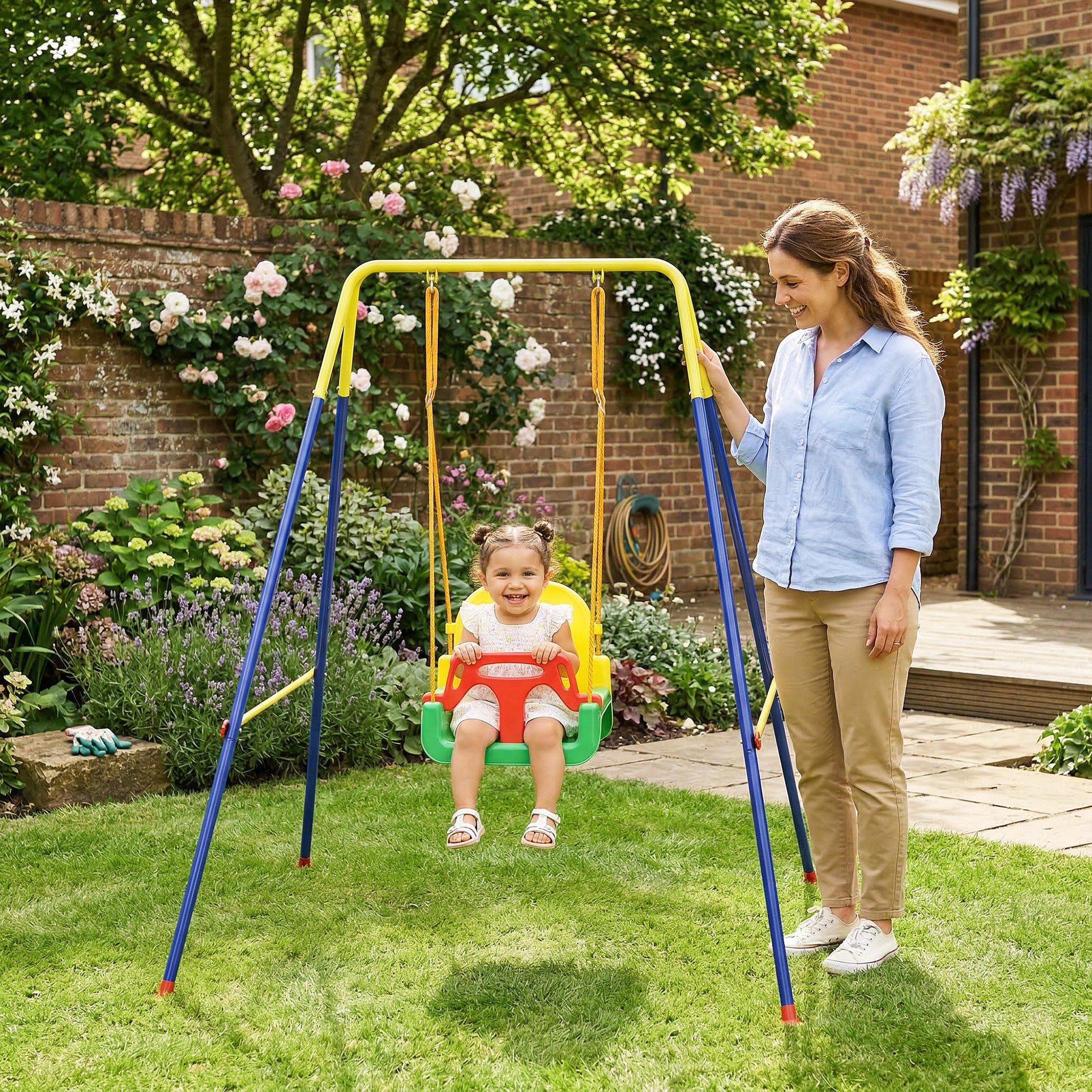 Aiyaplay Altalena da Giardino per Bambini Altalena per Neonato 3 in 1 Verde   Aosom Italy