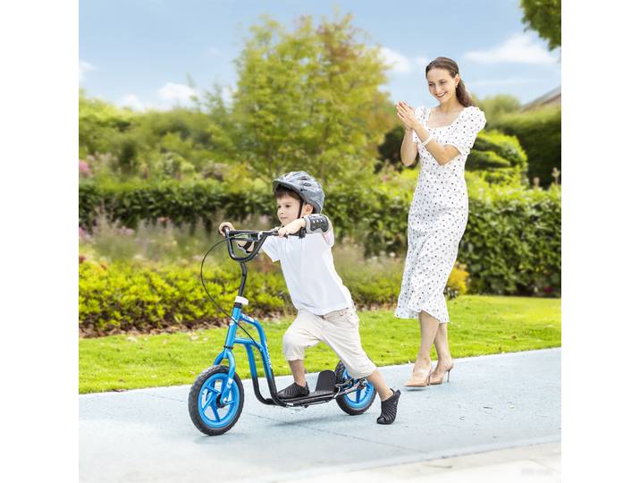AIYAPLAY Scooter Enfants Guidon Réglable Grandes Roues Bleu