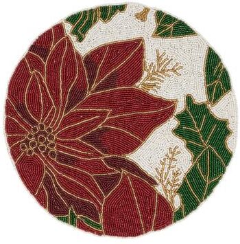 Saro Lifestyle Sparkling Beaded Poinsettia Placemat (Set of 4)