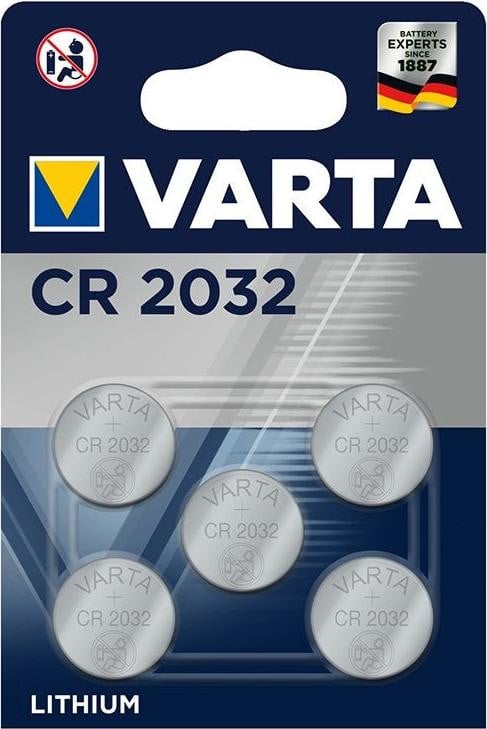 Varta lithium knoopcelbatterij CR2032, 3V, 5 stuks