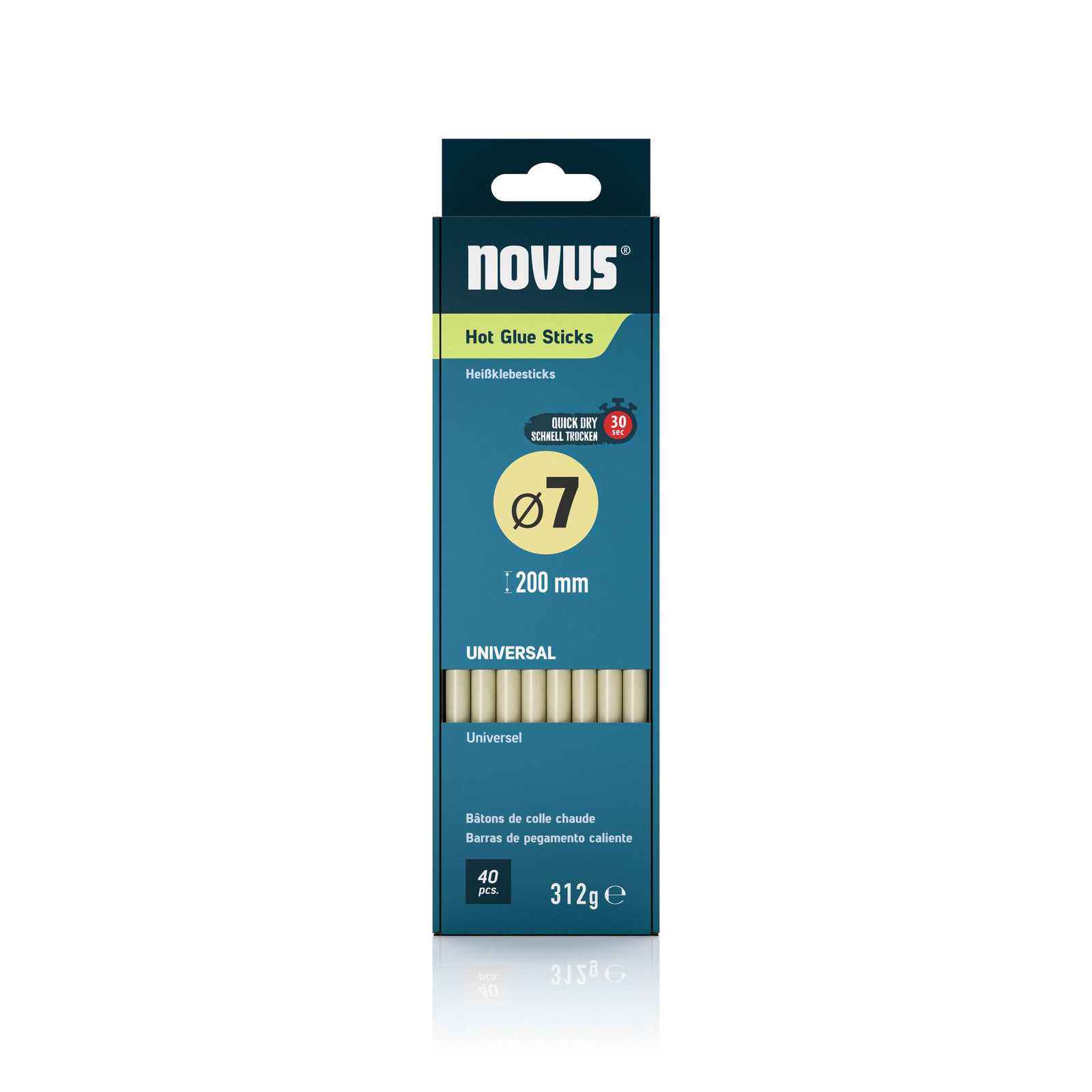 Novus Lijmpatronen 7 mm universeel - 40 stuks - geschikt voor hout, papier, karton, textiel, leer en kunststof