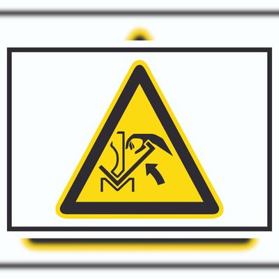 HB-Druck Achtung Quetschgefahr zwischen Presse und Werkstück Symbol A3 (297x420mm) Schild