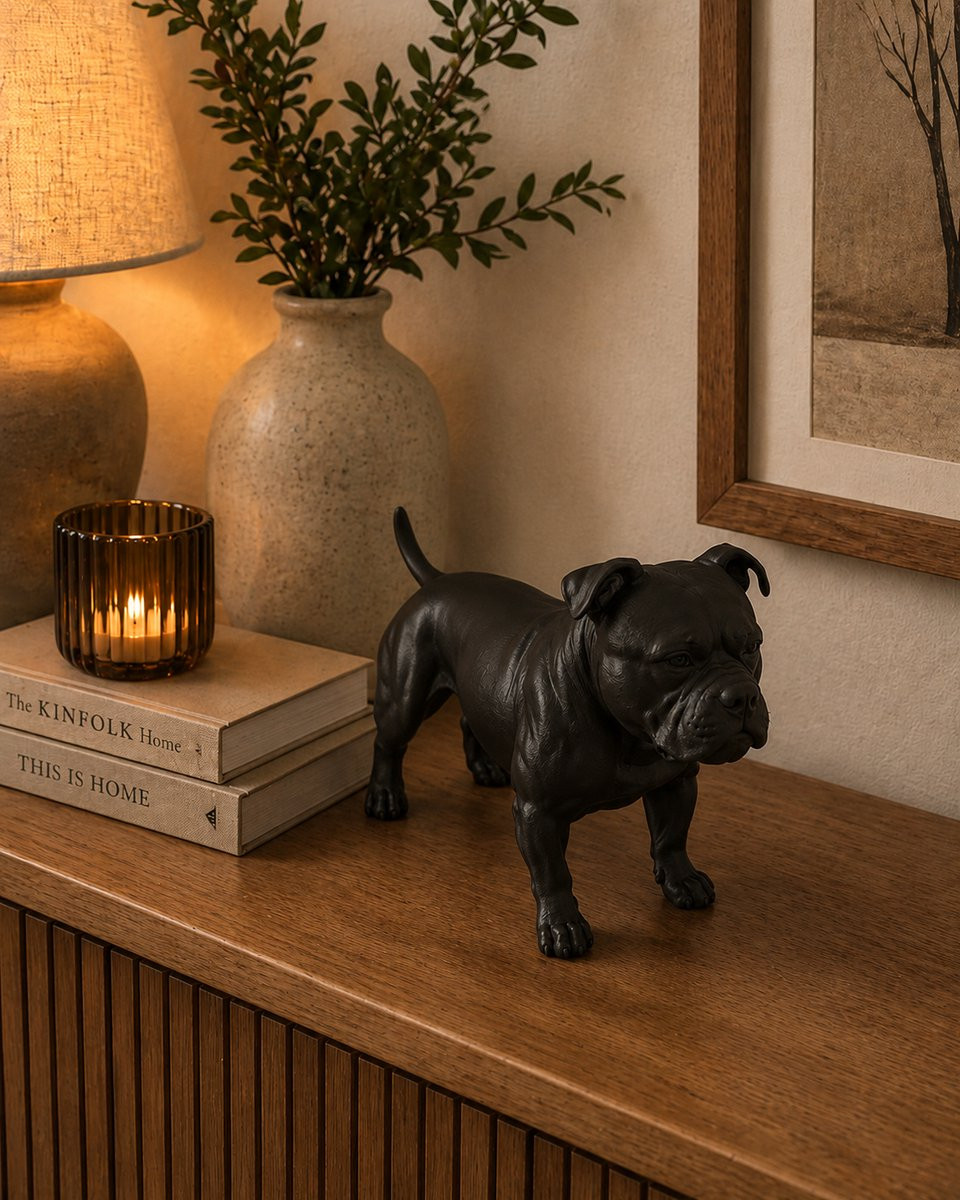 American Bully Hondenbeeldje - Decoratief 3D-geprint Beeldje - Zwart
