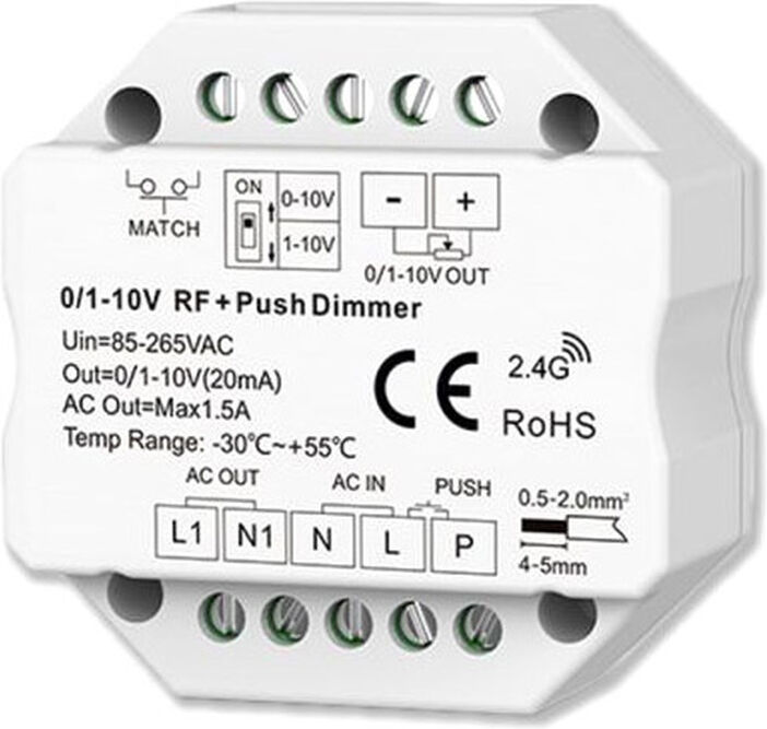 Isoled Sys-Pro Push/funk Mesh-Dimmer Mit 0/1-10v Output Und Switch 85-265v 1.5a