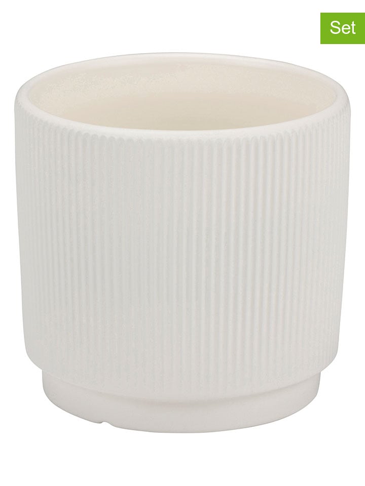 Arti Casa 2er-Set: Blumentöpfe in Creme - (H)11 x Ø 12 cm - onesize