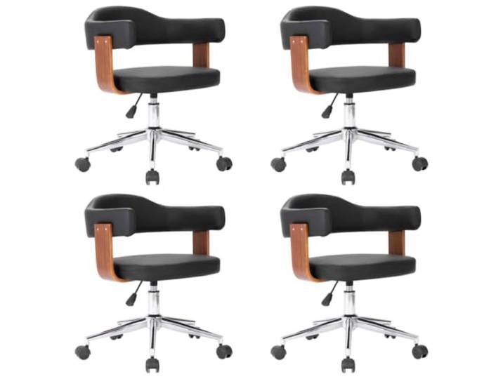 KGHERMDF 4 Drehbare Esszimmerstühle Kunstleder Bugholz 360 Grad Drehbar, Höhenverstellbar, Stahlbeine, Ergonomisch, Belastbar bis 110 kg