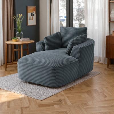 "45.3"" Corduroy Oversized Chaise Lounge Sofa Bed with No Assembly Required"