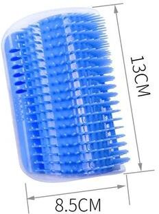 Uplifted Goods Pet Corner Brush Cat Self Grooming Wall Mount blue 5.12 X 3.54 In