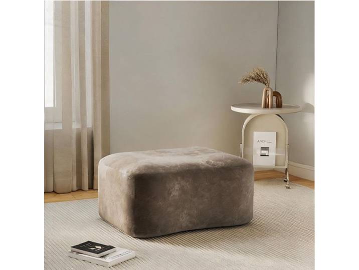 Pouf rectangulaire en velours marron sans cadre assise ondulée modulable pour salon