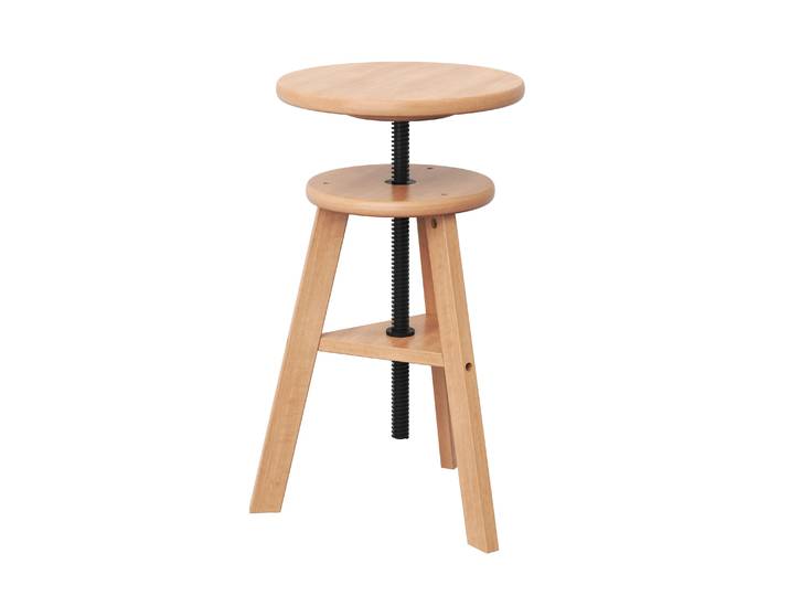 Drehstuhl Atelierhocker Holz höhenverstellbar natur