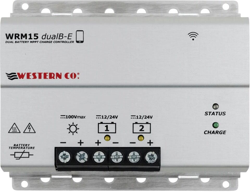 Solarladeregler WESTERN "MPPT Western WRM15 dualB-E", grau, B:14,3cm H:11,9cm T:5,1cm, Metall, Spannungsregler, Leistung maximal in Watt: 250 / 500