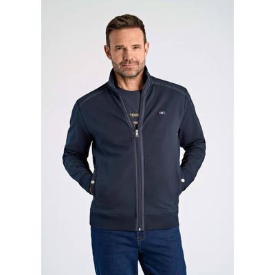 Cardigan BISON "Cardigan Comfort Fit", Herren, Gr. XL, blau (navy), Obermaterial: 77% Baumwolle, 18% Polyester, 5% Elasthan, unifarben, Strickjacken
