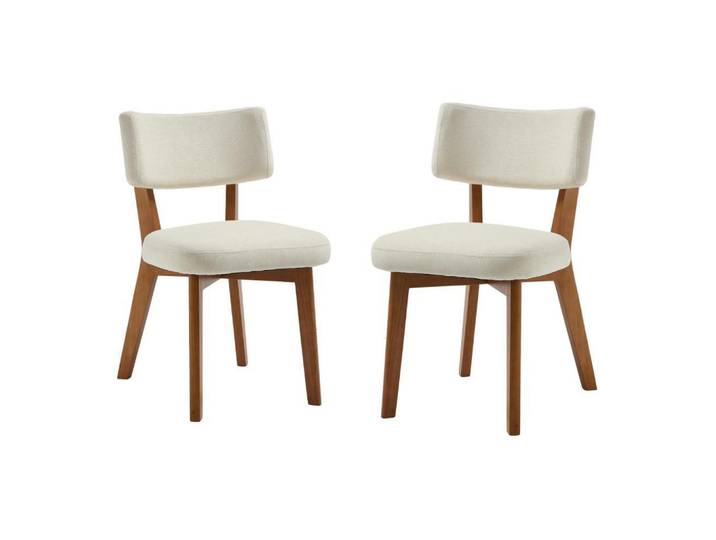 Lvhom Stühle 2er-Set Esszimmerstuhl,Massivholz,Leinenstoff,Beige, 47x77x54.5 cm, Esszimmer, Stühle
