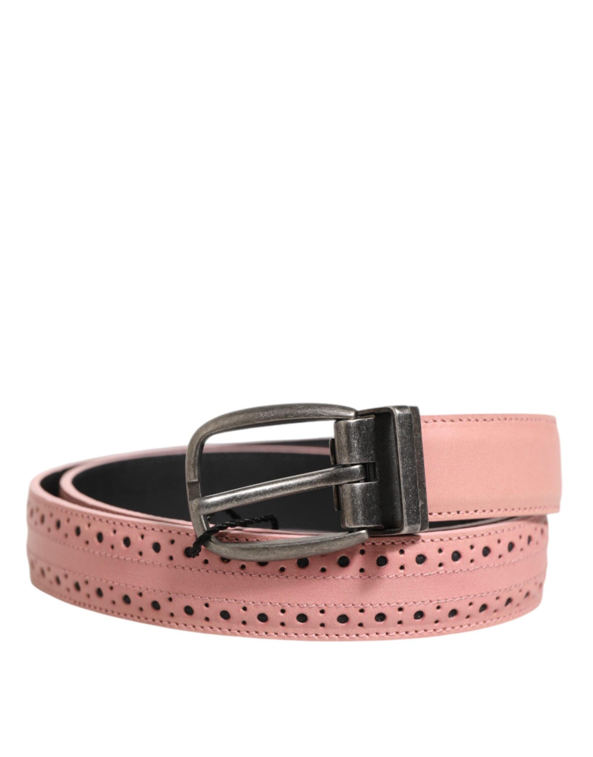 Dolce & Gabbana Pink Leder Gürtel mit durchbrochenen Details und Schnalle