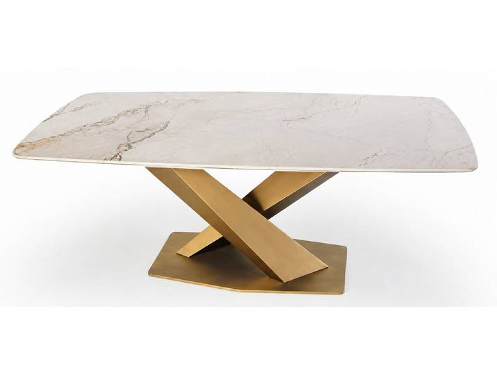 JVmoebel Esstisch Tisch Modern Gold Weiß Marmor Optik Luxuriös Elegant Küchentisch Neu, Made in Europa