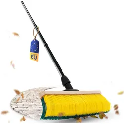 Novaliv Krallenbesen mit Stiel 60cm, Spezialbesen gebogenen Borsten Borsten -Ideal als Gartenbesen, Reinigungsutensil, Grün, Gelb