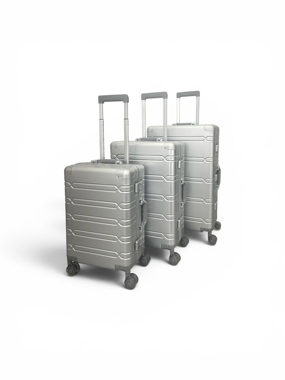 Heuer 2026 "LINE" Aluminiumkoffer Reisekoffer Hartschale, Silber, 28 Zoll