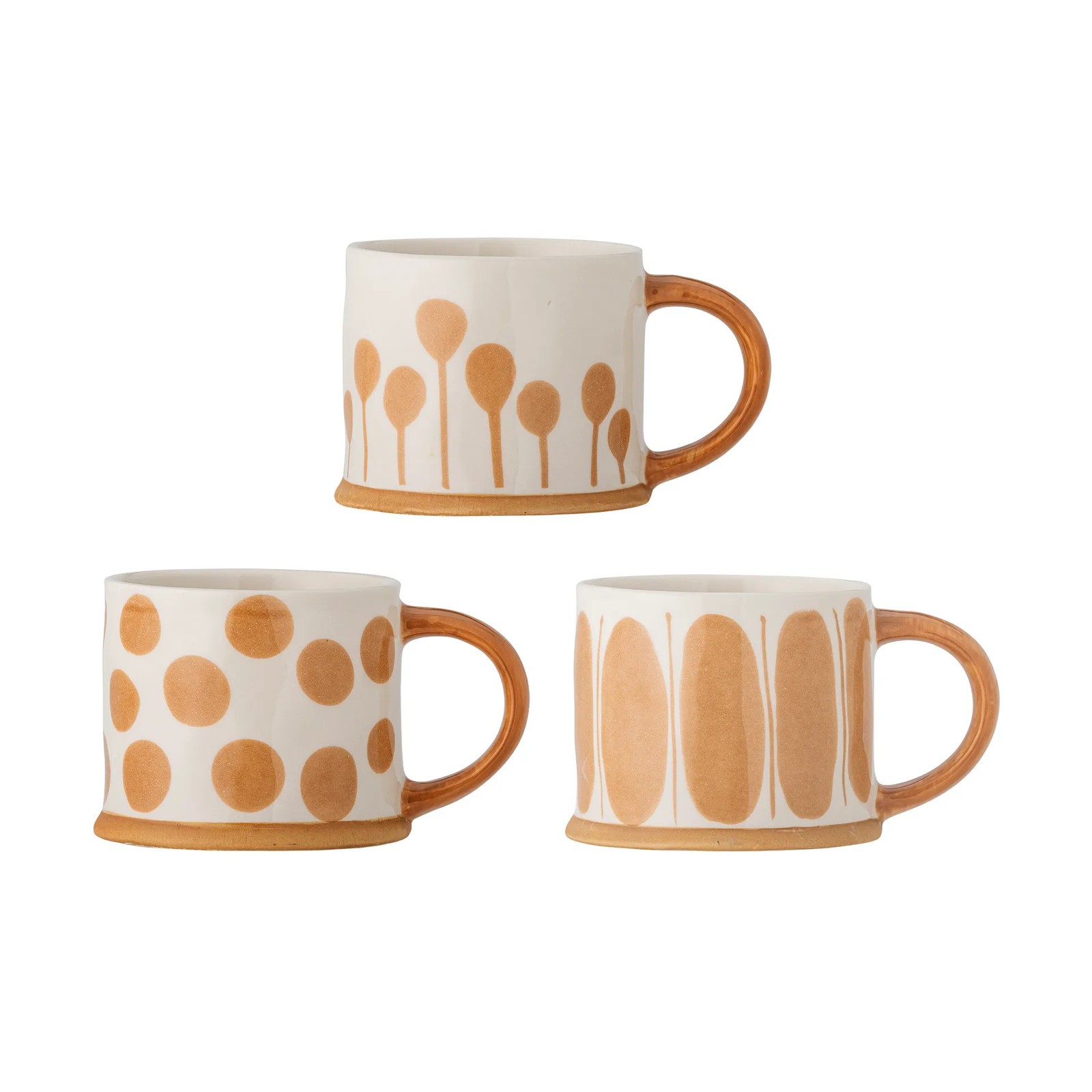 Bloomingville Linora mok 3-pack wit-bruin 450 ml van keramiek
