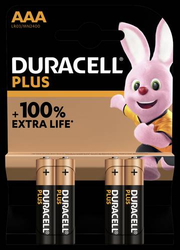 Duracell Plus-AAA K4 Micro (AAA)-Batterie Alkali-Mangan 1.5V 4St.