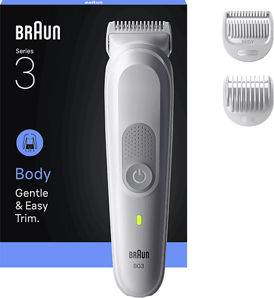 Afeitadora corporal - Braun BodyGroomer Series 3 BG3530, 2 accesorios de rasurado, Afeita Y Recorta, Wet&Dry,; Gris