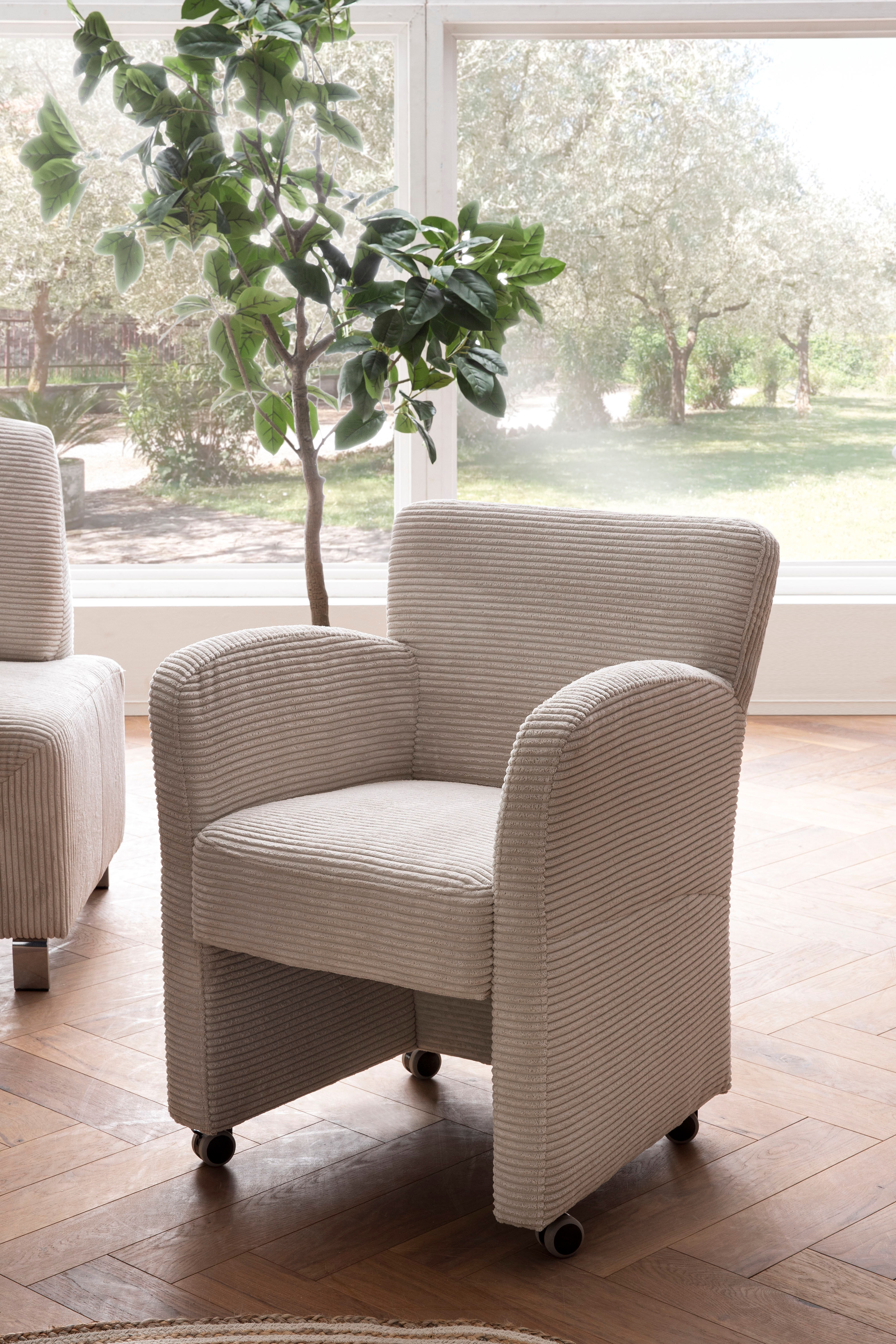Sessel EXXPO - SOFA FASHION "Intenso, Loungesessel, modern", beige, B:66cm H:83cm T:66cm, NaturLeder;Strukturstoff (Zusammensetzung: Polyester 100%);Luxus-Microfaser (Zusammensetzung: Aufgeflockte 100% Polyester Schicht mit Prägung);Cord (Zusammensetzung: