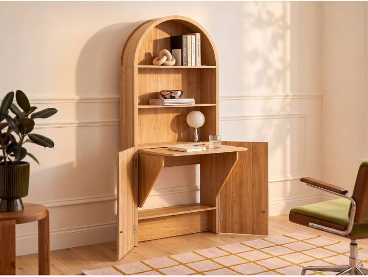 Schreibtisch mit Bücherregal - Farbe: Natur LYMIAR