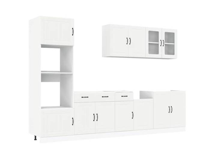 HKTMGDNG 7-teiliges Küchenschrank-Set Kalmar Weiß Holzwerkstoff Modulares 7-teiliges Design für die Küche bietet großzügigen Stauraum, verstellbare Füße und pflegeleichte Oberflächen.