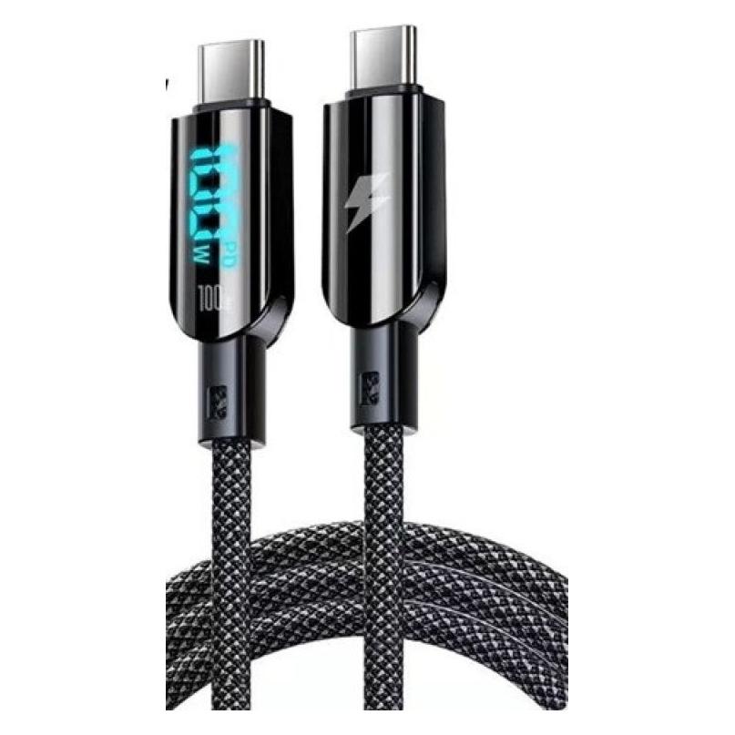 Vakoss TC-U560 USB-C-zu-USB-C-Kabel mit digitaler Anzeige, 100 W, 1,5 m, schwarz (1.50 m, 100 W) (TC-U560)