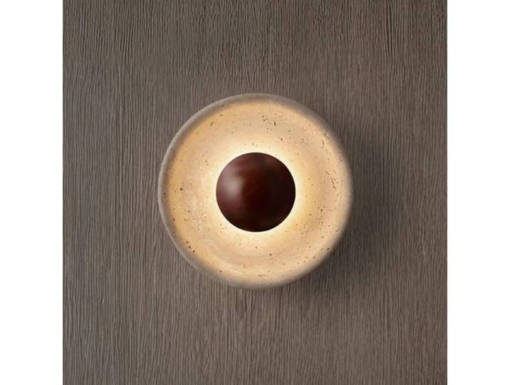 Nova Luce Wandleuchte Cerio, LED, aus Travertin und Holz blendfr