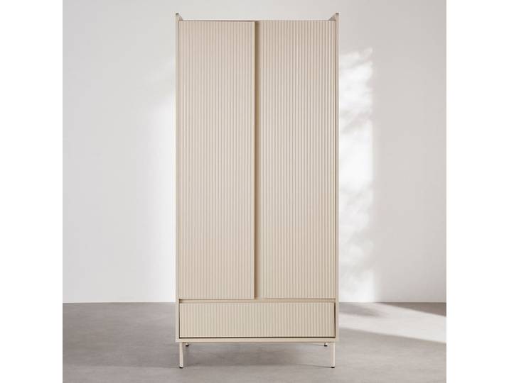 Armoire 2 portes battantes 1 tiroir écrue L90